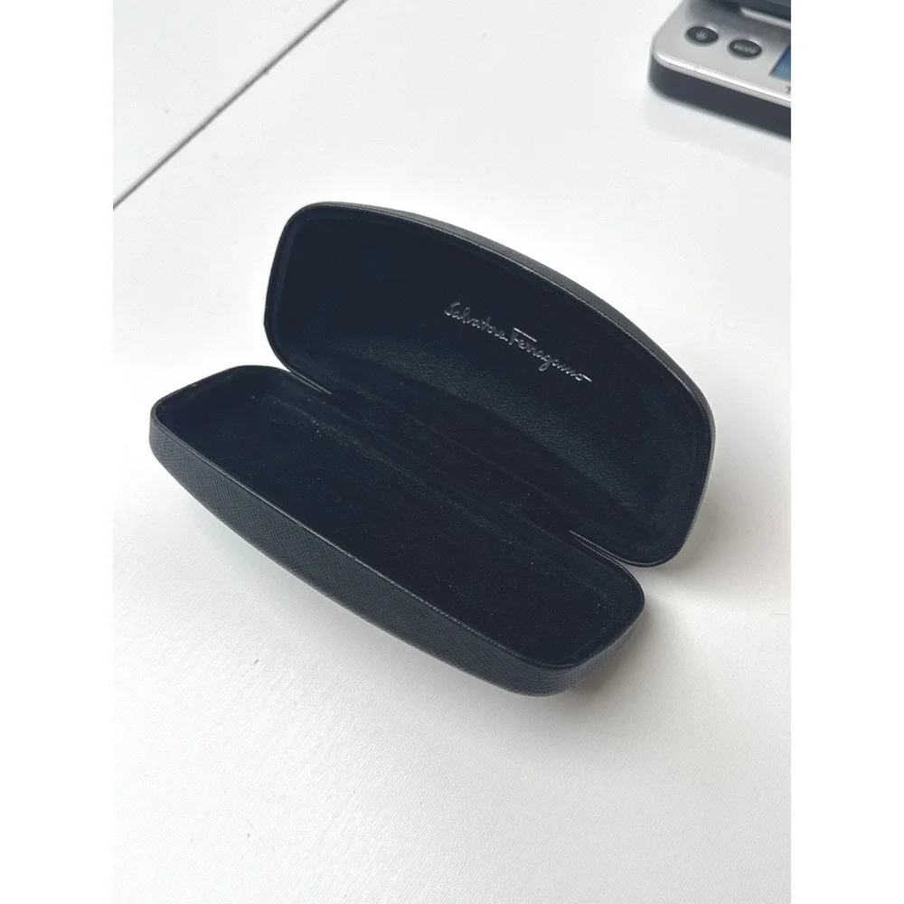 Salvatore Ferragamo Black Saffiano Texture Hardshell Sunglasses Eyeglasses Case